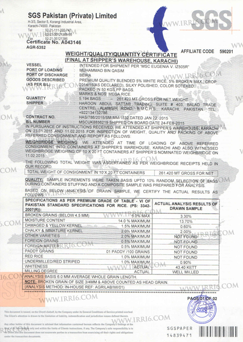 5% Broken Rice for Jebel Ali – Dubai